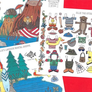 3 páginas imprimibles WOODLAND FRIENDS Ollie the Otter Digital Paper Doll por la artista Alina Kolluri 3 jpg 600 dpi Descarga instantánea--Imprimir 8.5 "x 11"
