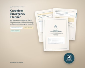 Caregiver Binder Printable | Aging Parent Care Planner, Medication Log, Provider & Insurance Records | 50-Page Fillable PDF