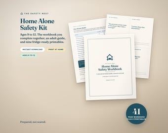 Child Home Alone Safety Kit | Kids Rules Checklist, Emergency Contact Cards & Practice Scripts | Ages 9-12 Workbook Printable PDF