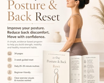 21-Day Posture Back Reset PDF, Physiotherapist Exercise Program (Digital Guide)