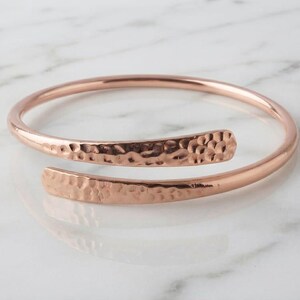 Hammered Pure Copper Wrap Bracelet, Minimalist Bangle, Gift For Her