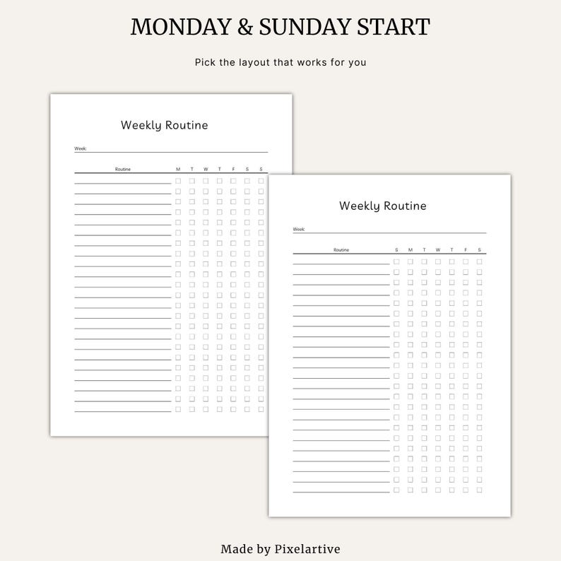 Weekly Routine Planner | Habit Tracker, Schedule Organizer (instant ...