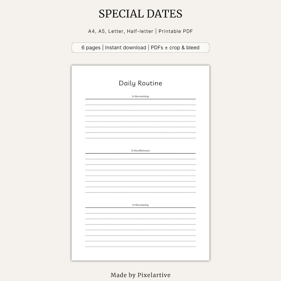 Daily Routine Planner | Habit Tracker, Schedule Organizer (instant ...