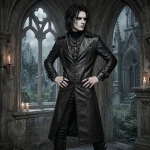 Gothic Black Leather Trench Coat | Long Vampire Punk Fashion Coat