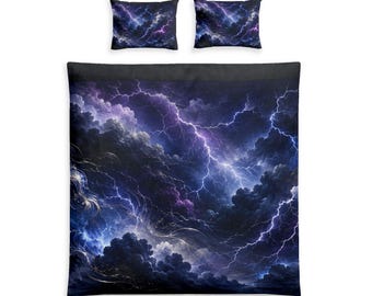 Funda nórdica con diseño de tormenta eléctrica cósmica