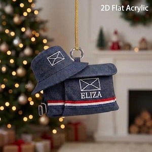 Personalized Mail Carrier Hat and Bag 2D Flat Acrylic Ornament for Postal Worker Gifts