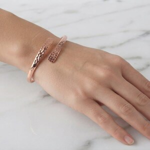 Hammered Pure Copper Wrap Bracelet, Minimalist Bangle, Gift For Her