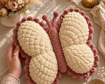 Crochet Butterfly Pillow Pattern - Plush Amigurumi Cushion, Cute Nursery Decor, Instant PDF Download