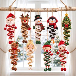 9 virkmönster för julgransprydnader i PDF-format - Snögubbe, jultomte och amigurumi-hängande dekorationer