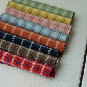 Pre-washed Checker Cotton Fabric in 8 Colors, Quality Korean Fabric By the Yard /47645 - 172
