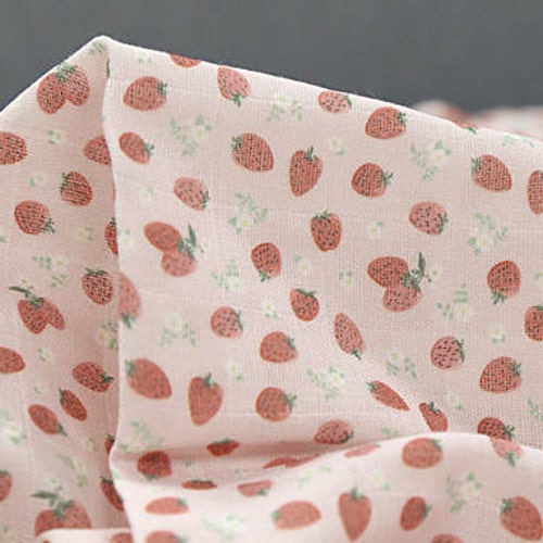 Strawberry Cotton Double Gauze Fabric 59 Inches Wide by Etsy