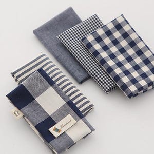 ネイビーの糸染めコットン生地、ギンガム、ストライプ、チェック、無地、コテージコア、キルティング、パッチワーク、ホームデコレーション、DIY生地（1ヤードあたり04554）