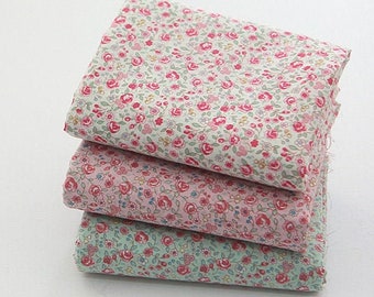 Semi-sheer Floral Cotton Fabric, Lightweight and Thin Asa Fabric, Lawn Fabric, Korean Fabric - Ivory, Pink or Mint - By the Yard 42319-1