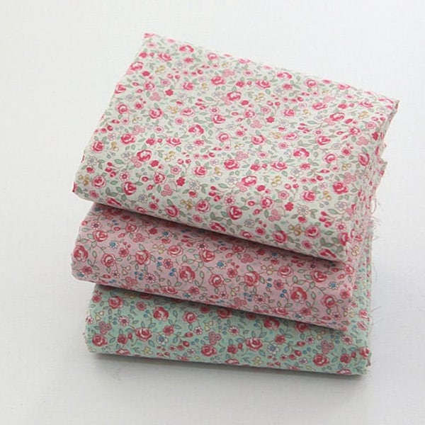 Semi-sheer Floral Cotton Fabric, Lightweight and Thin Asa Fabric, Lawn Fabric, Korean Fabric - Ivory, Pink or Mint - By the Yard 42319-1