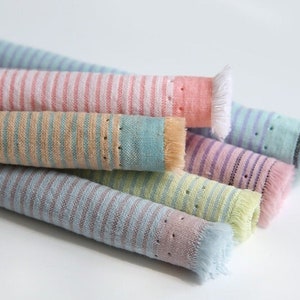 Yarn Dyed Prewashed Stripes Cotton Blend Fabric - 57&quot; Wide - Striped Cotton Poly Fabric, Quality Korean Fabric By the Yard /59481