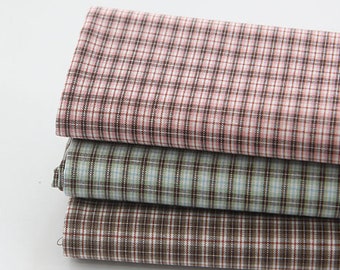 Plaids Cotton Fabric, Yarn Dyed Cotton Fabric, Washing Cotton Fabric - Pink, Mint or Brown - By the Yard 19483-1