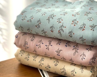 Muslin Cotton Double Gauze Fabric, Leaf Fabric, Leaves, Wide Gauze Fabric, Quality Korean Fabric By the Yard /57286