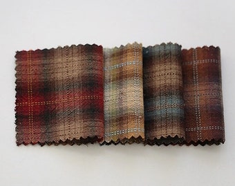 Plaid Cotton Fabric, Prewashed Check Cotton Fabric, Fall, Autumn, Country, 44 inches wide, Quality Korean Fabric - By the Yard /90652