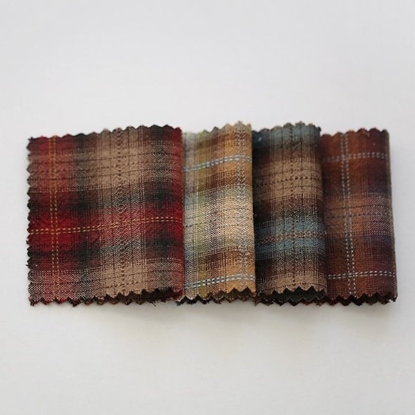 Plaid Cotton Fabric, Prewashed Check Cotton Fabric, Fall, Autumn, Country, 44 inches wide, Quality Korean Fabric - By the Yard /90652