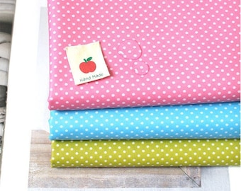 Laminated Cotton Blend Mini Polka Dots - Pink, Blue or Olive Green - By the Yard 52904