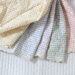 Embroidered Eyelet Flower Fabric, Bio-washed Cotton Fabric, Eyelet Cotton Fabric Quality Korean Fabric, Embroidery Fabric By the Yard /58344