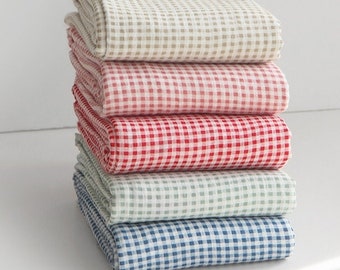 Cotton Double Gauze Fabric,  Muslin Gauze Fabric, Gingham Check Gauze, Wrinkled Gauze Fabric, Crinkle Gauze Fabric By the Yard /58906