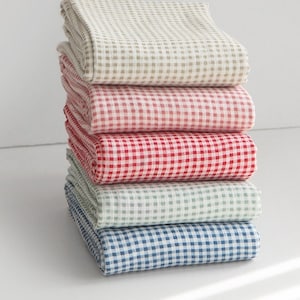 Cotton Double Gauze Fabric,  Muslin Gauze Fabric, Gingham Check Gauze, Wrinkled Gauze Fabric, Crinkle Gauze Fabric By the Yard /58906