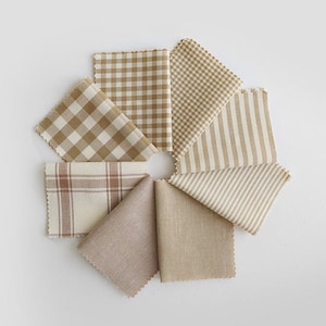 Tessuto di cotone beige, tessuto di cotone tinto in filo, dama, strisce e beige solido, tessuto coreano di qualità - tagliato su misura /04520