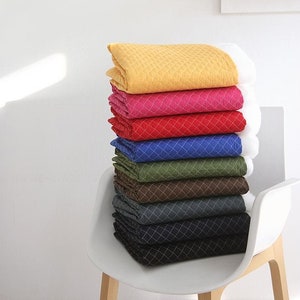 Quilted Cotton Blend Fabric, Solid Color Fabric, Korean Fabric - Yellow Red Pink Blue Kakhi Brown Navy Gray Black, Fabric By the Yard /99446