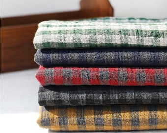 Plaid Cotton Double Gauze, Double-sided, Washing Gauze, Checker Gauze Fabric, Cotton Gauze - In 6 Colors - By the Yard / 50986