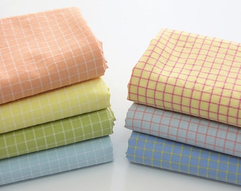 Checkered Cotton Blend Fabric, 55 inches wide, Plaid Fabric, Checked Cotton Polyester Fabric, Korean Fabric - By the Yard /42583