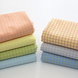 Checkered Cotton Blend Fabric, 55 inches wide, Plaid Fabric, Checked Cotton Polyester Fabric, Korean Fabric - By the Yard /42583