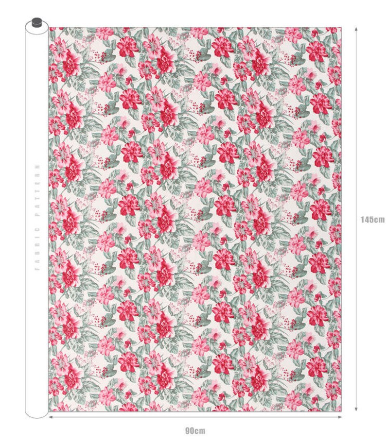 Flowers Cotton Gauze Fabric 55 Inches Wide by the Yard Etsy