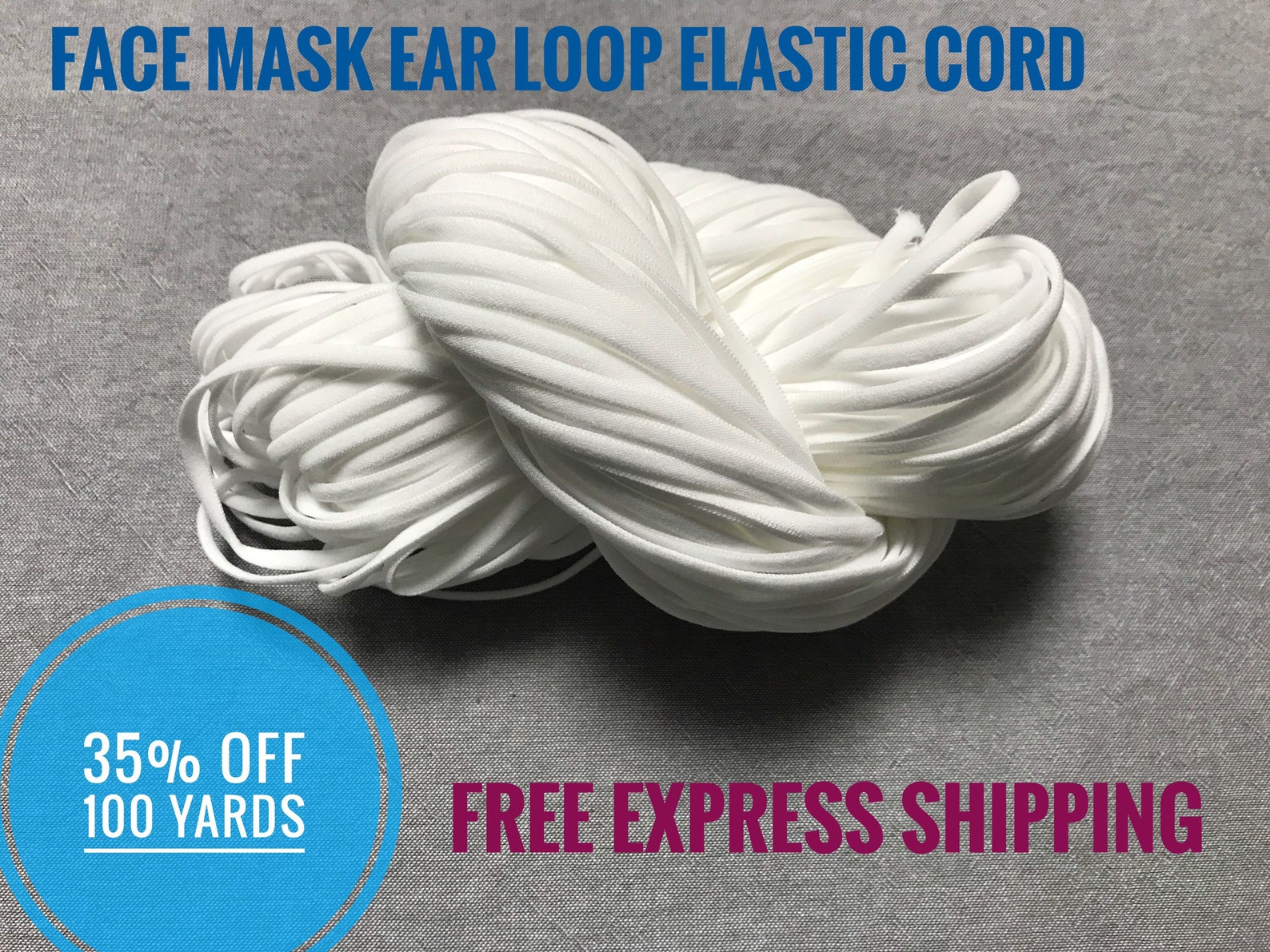 100 yards Elastic Cord for Face Mask Ear Loops Free Express Etsy