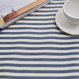 8 mm Navy Stripe Laminated Cotton Fabric By the Yard 93010 image 2