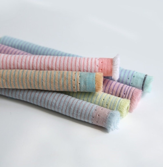 Yarn Dyed Prewashed Stripes Cotton Blend Fabric - 57" Wide - Striped Cotton Poly Fabric, Quality Korean Fabric By the Yard /59481