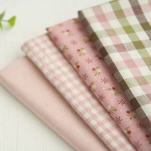 Cotton Fabric Indi Pink-holic Series Solid, Indi Pink Plaid, Flower, 3-Color Plaid By the Yard 24196 42449-1 image 1