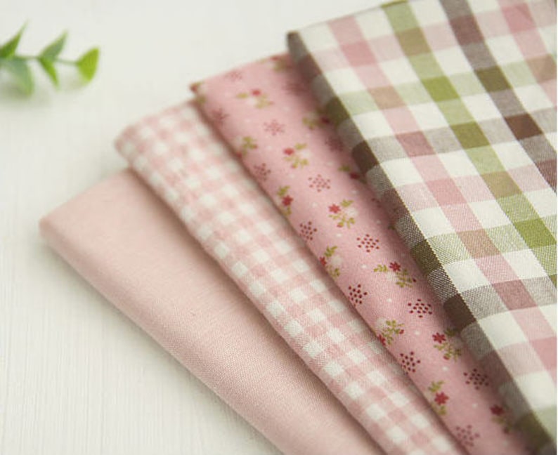 Cotton Fabric Indi Pink-holic Series Solid, Indi Pink Plaid, Flower, 3-Color Plaid By the Yard 24196 42449-1 image 1