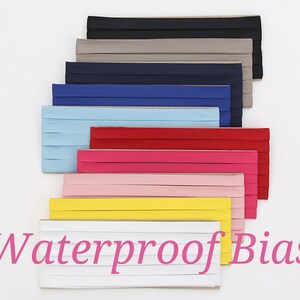Gevouwen waterdichte bias, easy bias, noties, trims, 10 effen kleuren, kwaliteit Koreaanse stof, 3 yards, door het pak /38394