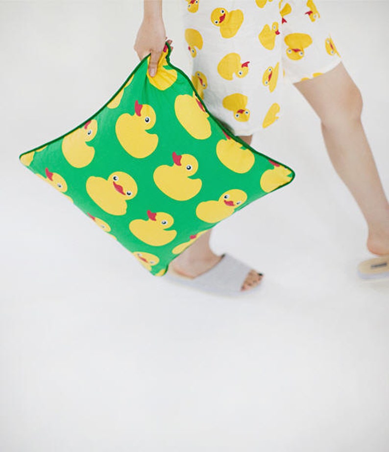 Rubber Ducks Cotton Fabric Big Ducks Green By the Yard Etsy