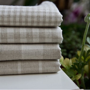 Cotton Linen Blend, Yarn Dyed, Natural Plaid in 4 Styles - By the Yard 20265 - 195