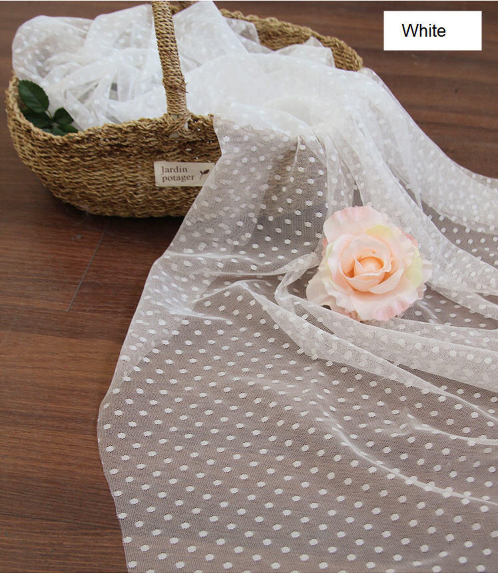 Mesh Fabric with 4 mm Dots White White Ivory Beige or Dark Etsy