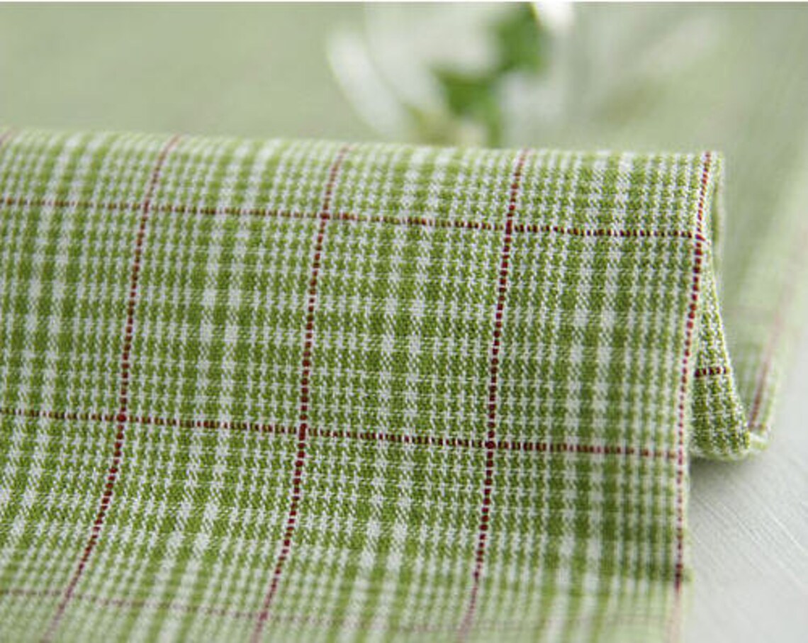 Prewashed Yarn Dyed Plaid Cotton Fabric Apple Green Etsy