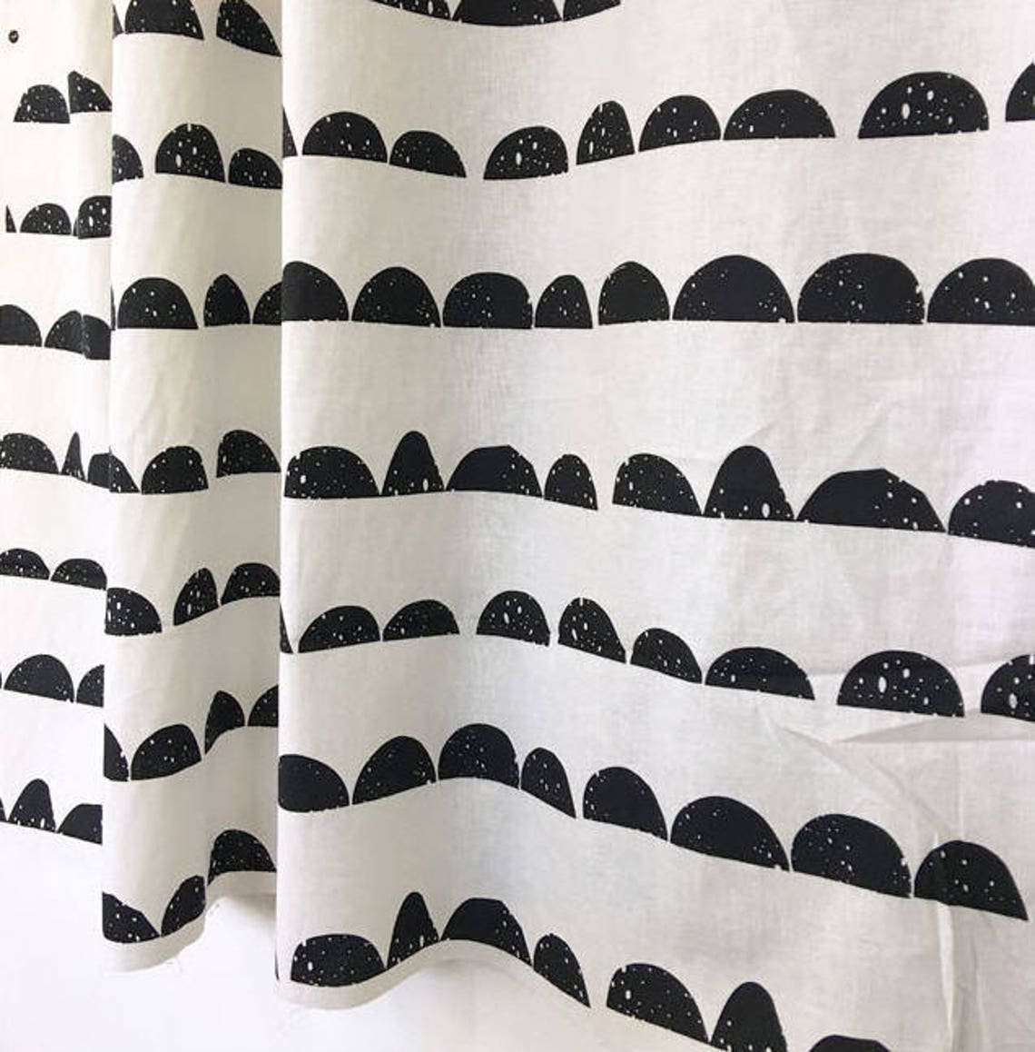 Half Moon Cotton Fabric Black and White By the Yard 98176 Etsy