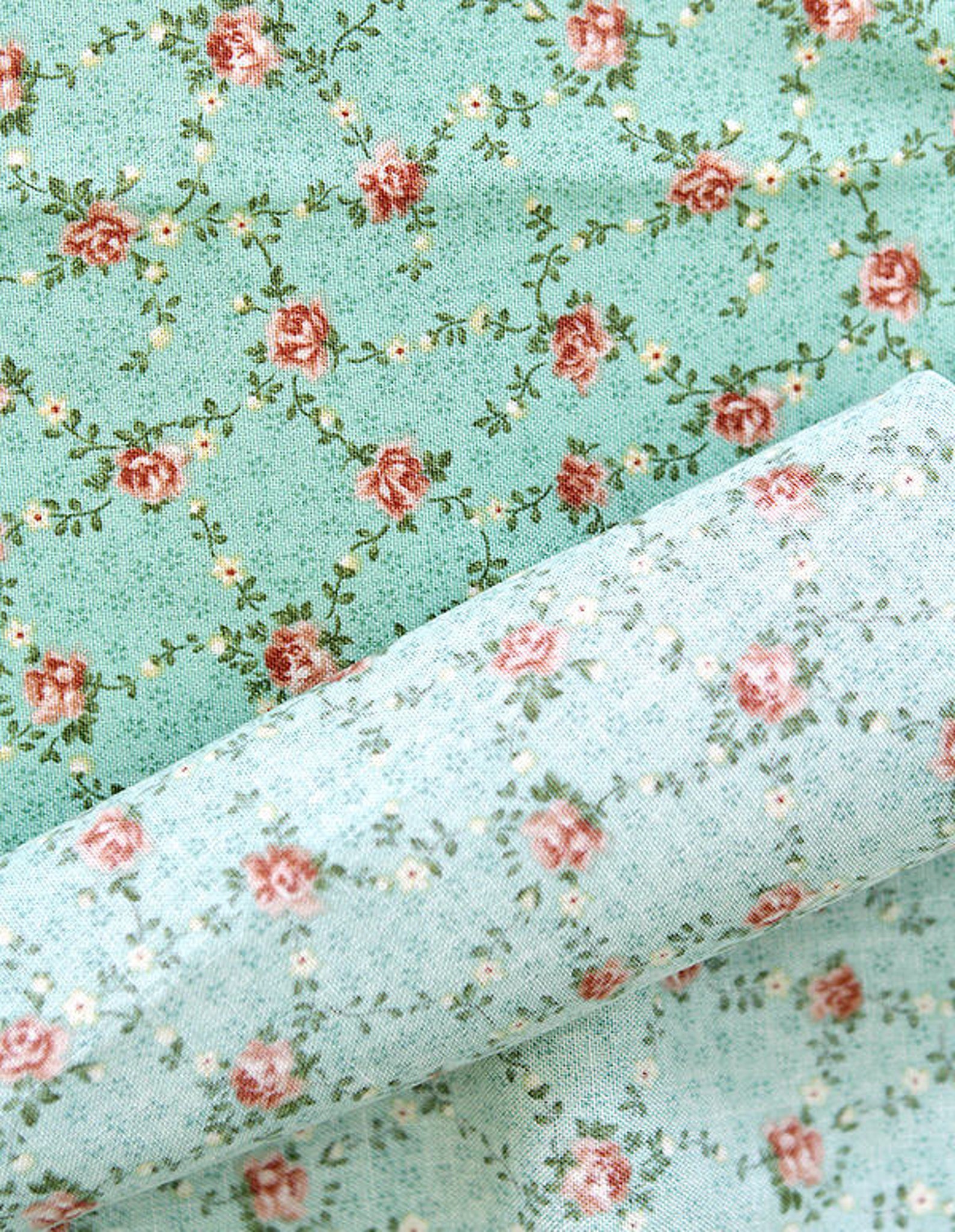 Cotton Fabric Flower Vine Mint By the Yard 40374 Etsy