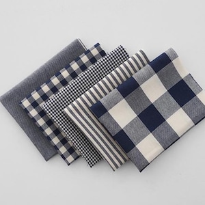 Marineblauer, garngefärbter Baumwollstoff, Gingham, Streifen, Karo, massiv, Cottagecore, Quilten, Patchwork, Wohndeko, Meterware /04554