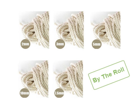 A Roll of Cotton Piping Cord - 2 mm, 3 mm, 5 mm, 7.5 mm or 10 mm - By The Roll 5378