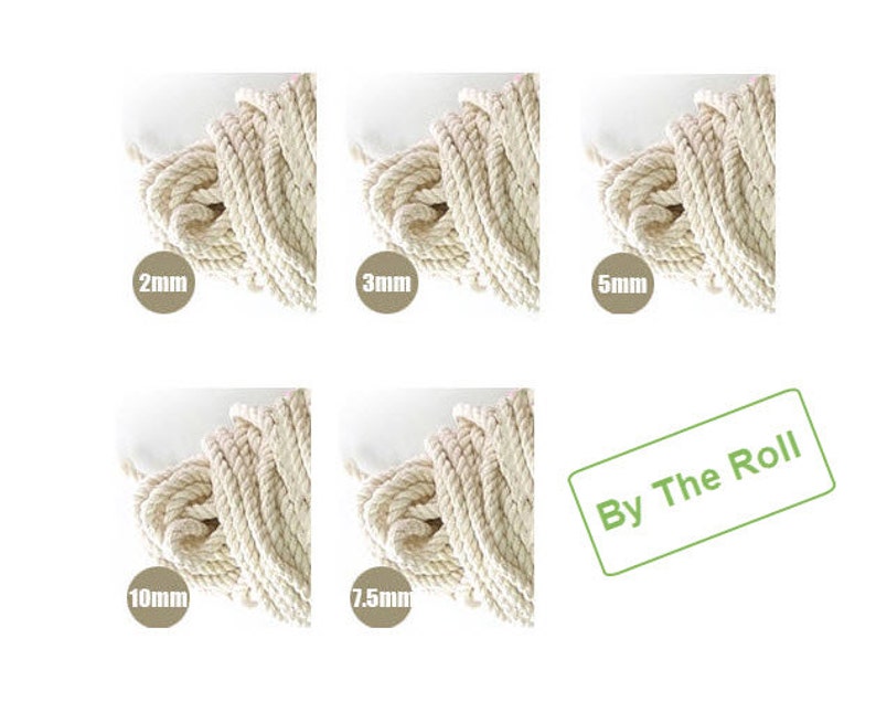 A Roll of Cotton Piping Cord - 2 mm, 3 mm, 5 mm, 7.5 mm or 10 mm - By The Roll 5378 image 1