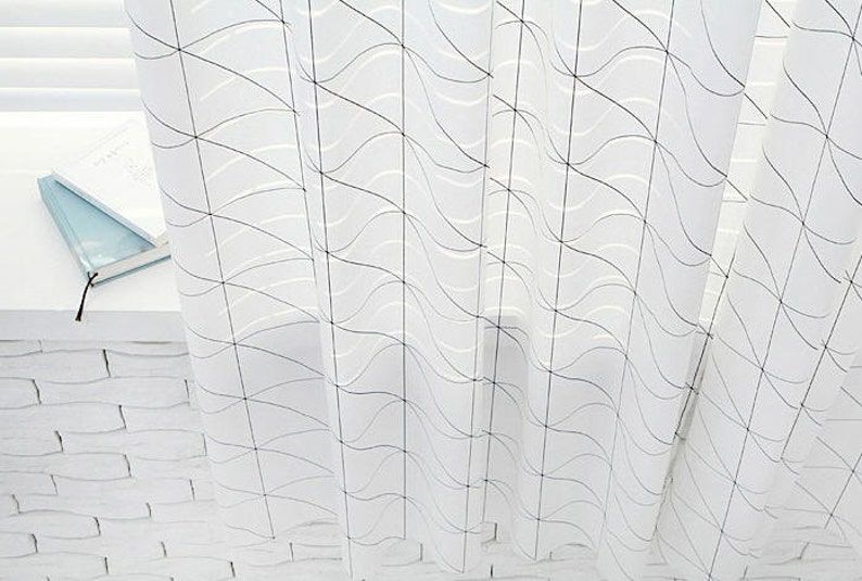 Black Lines Cotton Fabric Black on White Geometric By Etsy