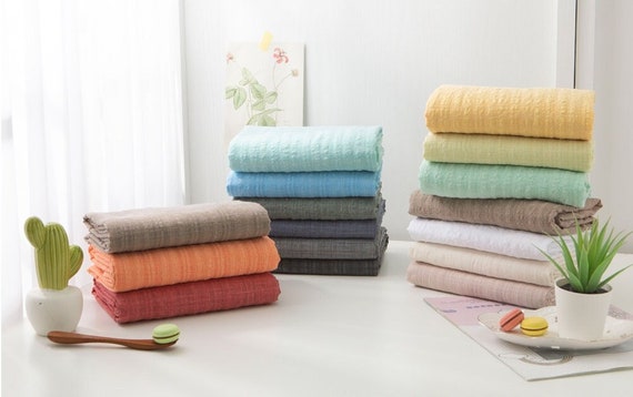 Pigment Dyed Slub Cotton Rayon Fabric, 57" Wide, Solid Cotton Fabric, 16 Colors - Quality Korean Fabric By the Yard